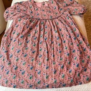 Pink Chicken Pink Floral Print Cotton Dress with Blue and Green Accents